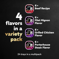 CESAR Adult Wet Dog Food Classic Loaf in Sauce Beef Recipe, Filet Mignon, Grilled Chicken and Porterhouse Steak Variety Pack, Easy Peel Trays