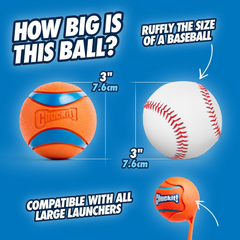 Chuckit! Ultra Ball Dog Toy - For Dogs 60-100 lbs - Made from Durable Rubber - Super Bouncy - Floats in Water - 3-inch Diameter - Pack of 1