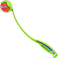 Chuckit! Sport 14S Dog Ball Launcher - Includes a 2-inch Diameter Small Ball for Dogs 0-20 Pounds - Manual Tennis Ball Thrower With a Slim Handle - 14-inch Length Chucker