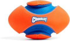Chuckit! Fumble Fetch Dog Football - Outdoor and Indoor Interactive Dog Toy with Grooved Design for Easy Pickup - Made from Durable Rubber - Floats in Water - Orange and Blue