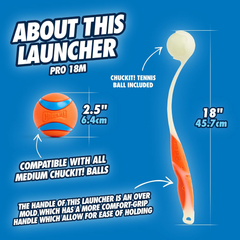 Chuckit Pro Fetch Toy Ball Launcher For Dogs; Compatible With Any Chuckit! 18 Inch + Max Glow Ball