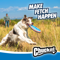 Chuckit! Paraflight Flying Disc Dog Toy - Water Floating Flyer - Durable Nylon Construction with Soft Rubber Edges - For Medium and Large Dogs