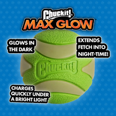 Chuckit! Glow in the Dark Bouncy Balls - Ball for Dogs, Chuckit Dog Toy, Max Glow Balls