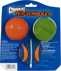 Chuckit! Fetch Pack Dog Ball Dog Toys, for Medium Breeds, Includes Erratic, Strato and Ultra Squeaker Balls