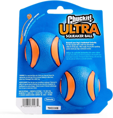 Chuckit! Ultra Squeaker Balls for Dogs, Floating Water Pet Toys, Durable Rubber Pet Toy, Bouncy Squeaky Fetch Balls For Dogs, Pack of 2