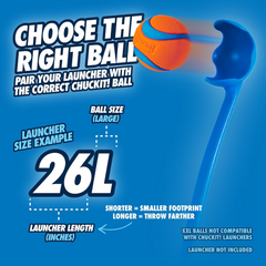 Chuckit! Sport 26L Dog Ball Launcher - Includes a 3-inch Diameter Large Ball for Dogs 60-100 Pounds - Manual Thrower for Dog Balls With a Slim Ergonomic Handle