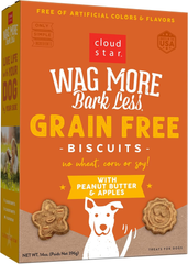 Cloud Star Wag More Bark Less Crunchy Grain Free Dog Treats, Peanut Butter & Apples