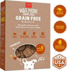 Cloud Star Wag More Bark Less Crunchy Grain Free Dog Treats, Peanut Butter & Apples