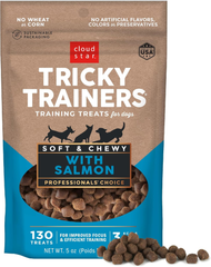 Cloud Star Tricky Trainers Soft & Chewy Dog Training Treats, Salmon Flavor, Low Calorie Behavior Aid with 130 treats