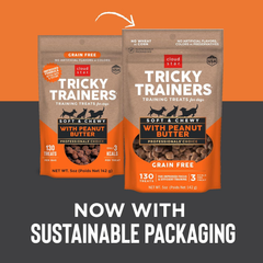 Cloud Star Tricky Trainers Soft & Chewy Dog Training Treats, Peanut Butter Flavor, Grain-Free Low Calorie Behavior Aid with 130 treats
