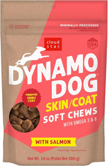 Cloud Star Dynamo Dog Skin & Coat Soft Chews Grain Free Dog Treats, Salmon