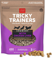 Cloud Star Tricky Trainers Crunchy Dog Training Treats , Chicken Liver Flavor, Low Calorie Behavior Aid with 450 treats