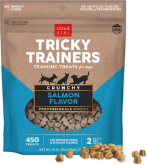 Cloud Star Tricky Trainers Crunchy Dog Training Treats, Salmon Flavor, Low Calorie Behavior Aid with 450 treats
