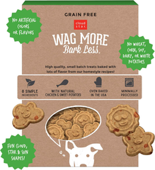Cloud Star Wag More Bark Less - Dog Treats - Crunchy Biscuits - Grain Free Chicken & Sweet Potato