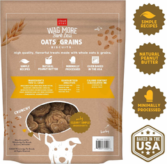 Cloud Star Wag More Bark Less Oats & Grains Crunchy Dog Treats, Peanut Butter