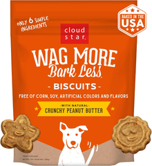 Cloud Star Wag More Bark Less Oats & Grains Crunchy Dog Treats, Peanut Butter