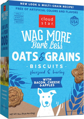 Cloud Star Wag More Bark Less Oats & Grains Crunchy Dog Treats, Bacon, Cheese & Apples