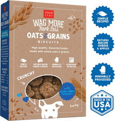 Cloud Star Wag More Bark Less Oats & Grains Crunchy Dog Treats, Bacon, Cheese & Apples