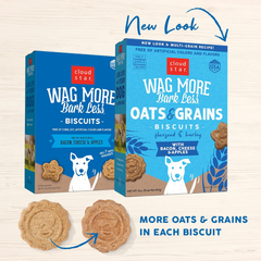 Cloud Star Wag More Bark Less Oats & Grains Crunchy Dog Treats, Bacon, Cheese & Apples