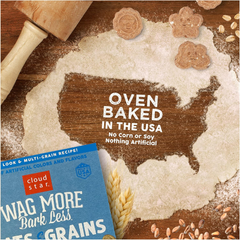 Cloud Star Wag More Bark Less Oats & Grains Crunchy Dog Treats, Bacon, Cheese & Apples