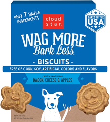 Cloud Star Wag More Bark Less Oats & Grains Crunchy Dog Treats, Bacon, Cheese & Apples
