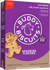 BUDDY BISCUITS Box of Crunchy Dog Treats Made with Assorted Flavors of Roasted Chicken, Grilled Beef, and Sharp Cheddar