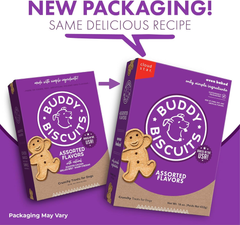 BUDDY BISCUITS Box of Crunchy Dog Treats Made with Assorted Flavors of Roasted Chicken, Grilled Beef, and Sharp Cheddar
