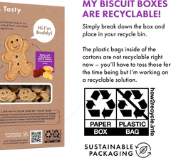 BUDDY BISCUITS Box of Crunchy Dog Treats Made with Assorted Flavors of Roasted Chicken, Grilled Beef, and Sharp Cheddar