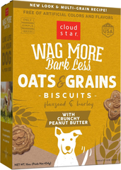 Cloud Star Wag More Bark Less Oats & Grains Crunchy Dog Treats, Peanut Butter