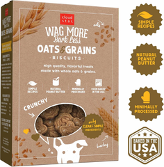 Cloud Star Wag More Bark Less Oats & Grains Crunchy Dog Treats, Peanut Butter