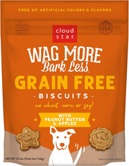 Cloud Star Wag More Bark Less - Dog Treats - Crunchy Biscuits - Grain Free Peanut Butter & Apples