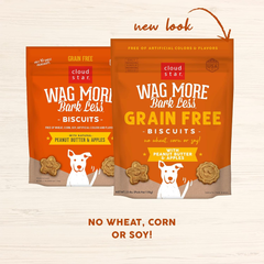 Cloud Star Wag More Bark Less - Dog Treats - Crunchy Biscuits - Grain Free Peanut Butter & Apples