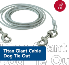 Coastal Pet Titan Giant Cable Dog Tie Out - Heavy-Duty Dog Tie Out Cable - Cable Tie Out for Dogs up to 150 lbs - Rust-Resistant Pet Tie Out Cable - Quality Dog Supplies