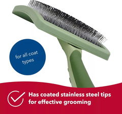 Coastal Dog Slicker Brush, Green - Grooming & Shedding Brush for Dogs of All Hair Types - Curved Design for Easy Detangling - Non-Slip Handle