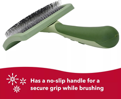 Coastal Dog Slicker Brush, Green - Grooming & Shedding Brush for Dogs of All Hair Types - Curved Design for Easy Detangling - Non-Slip Handle