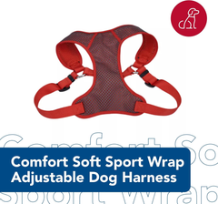 Coastal Pet Comfort Soft Sport Wrap Adjustable Dog Harness - Large & Small Dog Harness - Durable Harness for Dogs with Mesh Chest Pad - Grey with Red