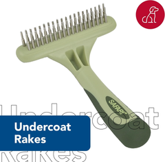 Coastal Pet Safari Dog Undercoat Rake - Top-Grade Double Row Rotating Pins Dematting Rake for Effective Deshedding and Pet Grooming