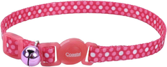 Coastal Pet Fashion Cat Collar Adjustable 8-Inch to 12-Inch, Breakaway Buckle with Bell, Polka Dot Pink