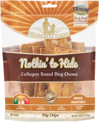 Fieldcrest Farms Nothin to Hide Flip Chips Chews for Dogs - All Natural Rawhide Alternative Treats for Dogs, Chicken, Beef or Peanut Butter Flavor Snack for All Breed Dogs (Peanut Butter)