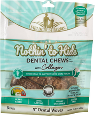 Fieldcrest Farms Dental Chews for Dogs, Wave – Tackles Plaque, Tartar, Promotes Dental Health – w/Collagen, Organic, Gluten-Free