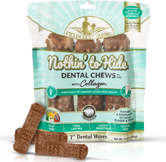 Fieldcrest Farms Dental Chews for Dogs, Wave – Tackles Plaque, Tartar, Promotes Dental Health – w/Collagen, Organic, Gluten-Free