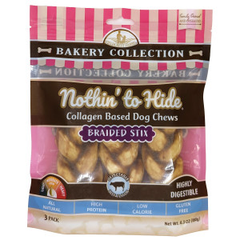 Nothin' to Hide Collagen-Based Dog Chews Large Braided Stix, Beef Flavor, Easily Digestible, Supports Skin, Coat, Joints & Muscles, for Moderate Chewers Under 50lbs