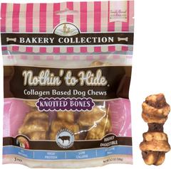 Nothin' to Hide Collagen-Based Dog Chews Small Knotted Bones, Beef Flavor, Easily Digestible, Supports Skin, Coat, Joints & Muscles, for Moderate Chewers Under 15lbs