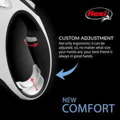 FLEXI® New Comfort Tape Retractable Dog Leash for Small Dogs Upto 33 lbs. – 16 ft., Grey/Black | Tangle Free Pet Walking Leash with One-Handed Brake, Pause, Lock |German Quality Product