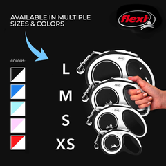 FLEXI® New Comfort Tape Retractable Dog Leash for Small Dogs Upto 33 lbs. – 16 ft., Grey/Black | Tangle Free Pet Walking Leash with One-Handed Brake, Pause, Lock |German Quality Product