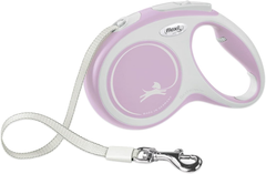 Flexi® New Comfort Tape Retractable Dog Leash for Small Dogs Upto 26 lbs. – 10 ft., Pink/Rose | Tangle Free Pet Walking Leash with One-Handed Brake, Pause, Lock |German Quality Product