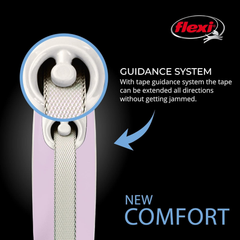 Flexi® New Comfort Tape Retractable Dog Leash for Small Dogs Upto 26 lbs. – 10 ft., Pink/Rose | Tangle Free Pet Walking Leash with One-Handed Brake, Pause, Lock |German Quality Product