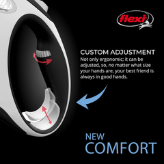 FLEXI® New Comfort Tape Retractable Dog Leash for Large Dogs Upto 132 lbs. – 16 ft., Black/Grey | Tangle Free Pet Walking Leash with One-Handed Brake, Pause, Lock |German Quality Product