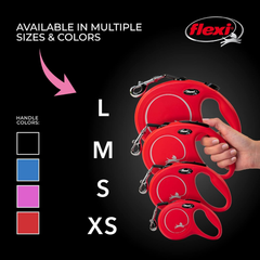 FLEXI New Classic Tape Retractable Dog Leash for Small Dogs Upto 33 lbs. – 16 ft., Red | Tangle Free Pet Walking Leash with One-Handed Brake, Pause, Lock|German Quality Product