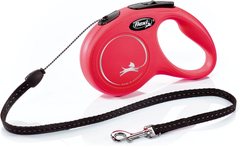FLEXI New Classic Cord Retractable Dog Leash for Small Dogs up to 26 lbs. – 16 ft., Red | Tangle-Free Pet Walking Leash with One-Handed Brake, Pause, Lock | German Quality Product